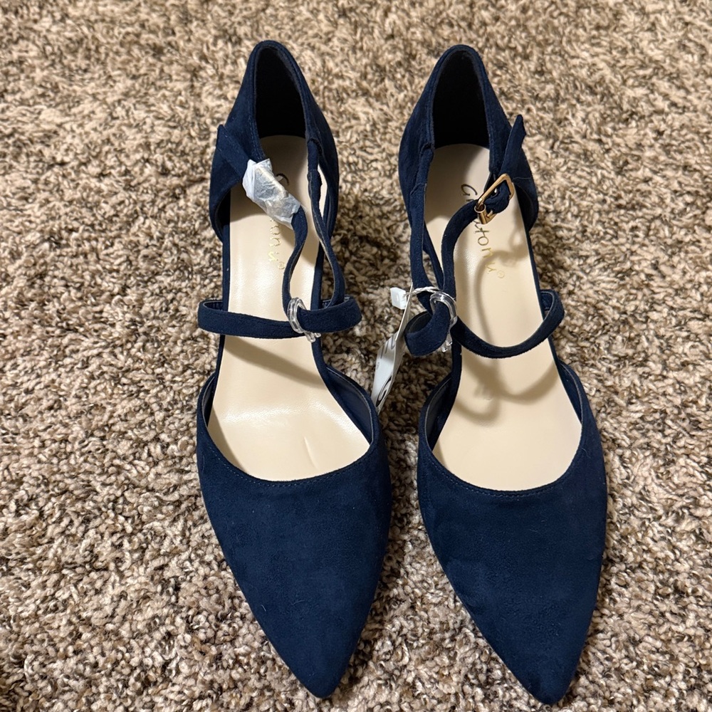 Greatonu Dark Blue Strappy Heels